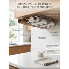 Suporte para rolos de plastico filme - papel manteiga - papel aluminio - suporte para armarios