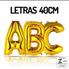 Balão Metalizado- Letra Dourado  / Vermelho PRATA/ROSE 40 CM Todas as letras disponíveis