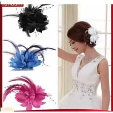 Prendedor de Cabelo Flores Enfeitadas com Pena Acessório de cabelo Broche Presilha Carnaval Havaiana Festa Fantasia