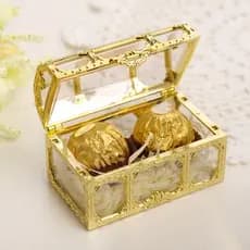 Kit 6/10 OU 12 Mini Baú Dourado Tesouro De Acrílico Lembrancinha Decoração