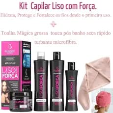 Kit Capilar Profissional Liso com Força - Bio Instinto 4 itens + Toalha Mágica para Secar Cabelo de Microfibra Grossa