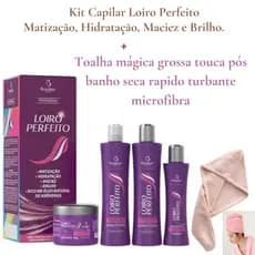 Kit Loiro Perfeito Bio Instinto 4 Itens + 1 Toalha Mágica Grossa Touca Pós Banho, Cabelo Seca Rápido Turbante Microfibra