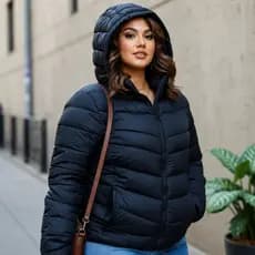 Jaqueta Feminina Plus Size Impermeável Com Bolso Zíper Reforçado Capuz Removível M ao G4
