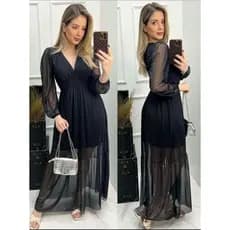 VESTIDO DE TULE FESTA MANGA LONGA CASAMENTOS