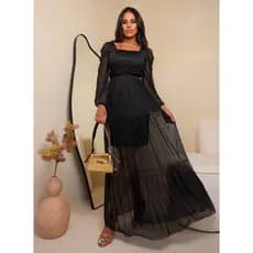 vestido moda evangelica decote cuadrado ideal para eventos sen bojo y todo forrado
