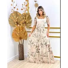 vestido moda evangélica decote cuadrado otimo caimento sen bojo tamanho unico veste do 38 ao 44