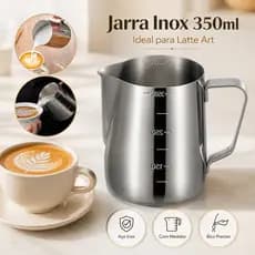 Jarra Cremeira Leiteira Aço Inox Barista 350ml Café Leite Latte Art