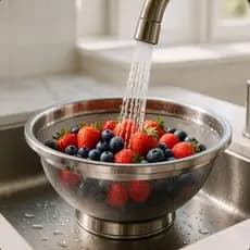 Escorredor De Arroz Inox Legumes Frutas Multiuso Cozinha Alça Coador Peneira Drenagem Inoxidável