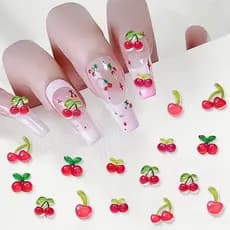 Apliques Charm Strass Enfeite Decoração de Unhas Cerejinhas Cereja