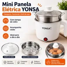 Panela Chaleira Elétrica Compacta 110V/220V Multiuso com Acessórios Removíveis para Vapor Ovos e Refeições