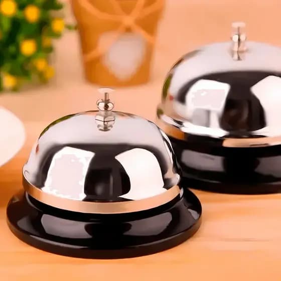 Campainha Sino Sineta De Mesa Balcão Recepção Hotel Comercio Loja Bar Escritório De Metal