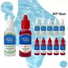 Kit 12 Unidades Reagente Piscina Coral Coast 6 pH + 6 Titulante Controle Qualidade Água