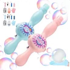 Kit 2 Brinquedos Máquina De Fazer Bolhas De Sabão Com Fumaça • Varinha Infantil Divertida + Luvas