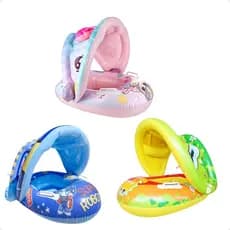 Boia Bote Com Cobertura e Assento Inflavel Para Piscina Bebe