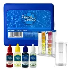 Medidor de Ph Cloro + Alcalinidade Kit Estojo Teste Água De Piscina Limpeza Coral Coast Premium