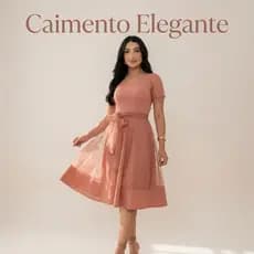 Vestido Mídi Godê Feminino Moda Evangélica Malha Canelada com Tule e Faixa