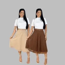 Kit 2 Saia Feminina Mídi Godê Moda Evangélica com Tule
