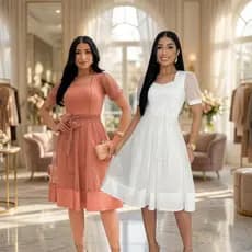 Kit 2 Vestidos Midi Godê Moda Evangélica Feminina