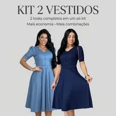 Kit 2 Vestido Midi Godê Feminino Moda Evangélica