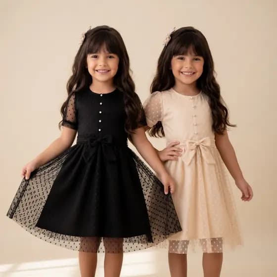 Kit 2 Vestidos de Tule Feminino Infantil Princesinha com Faixa