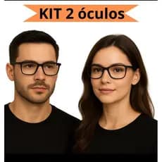 Kit 2 óculos de Grau Preto+Azul Armação Emborrachada Perto/Longe