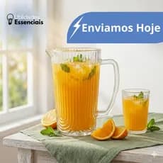 Jarra De VIDRO GROSSO Canelada 1 Litro Luxo Mesa Posta Suco Água Aromatizada Borossilicato Elegante