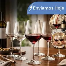 Jogo 3 Até 6 Taças de Vidro Premium Resistente para Vinho Água 460ml Design Moderno Drink Coquetel