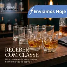 Jogo 24 Copos Whisky 190ml Drinks ATACADO KIT Bar Transparente Cristal Vidro Baixo Uisque Resistente
