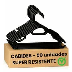 Kit 50 Cabides Reforçados Adulto Grosso Preto Premium Resistente Para Roupas Organizador Atacado