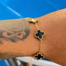 Pulseira Trevo unissex Alhambra Banhada a Ouro 18k - Estilo Virgínia e Neymar - Luxo com Garantia