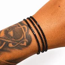 Pulseira Rivieira Minimalista Black Cravejada Unissex Elástica Uso Diário Envio imediato