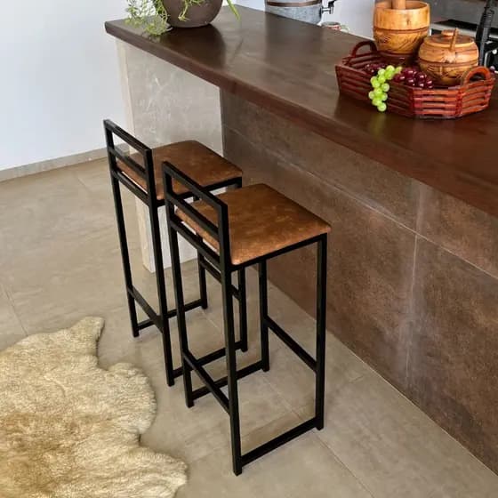 Kit 2 Banqueta Alta/Baixa Quadrada Estilo Industrial Banco Casa Balcão Cozinha Mesa Promoção