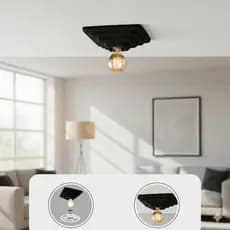 Plafon Luminária Branco/Preto Quadrado Bocal Para Casa Decoração Teto Luz Moderno