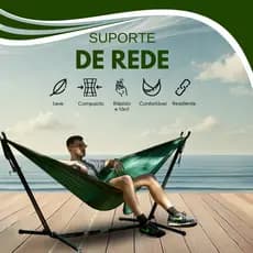 Suporte Para Rede De Descanso Área Externa Portátil Decoração Reforçado Suporta até 250kg Promoção