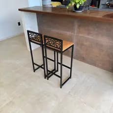 Kit 2 Banqueta Alta/Baixa Quadrada Design Prático para Cozinha Sala ou Varanda Área Gourmet