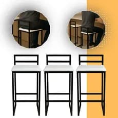 Kit 3 Banquetas Alta Luxo Para Cozinha Balcão Gourmet