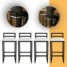 Kit 4 Banquetas Alta Estofadas Para Ilha Cozinha Americana Oferta Relâmpago