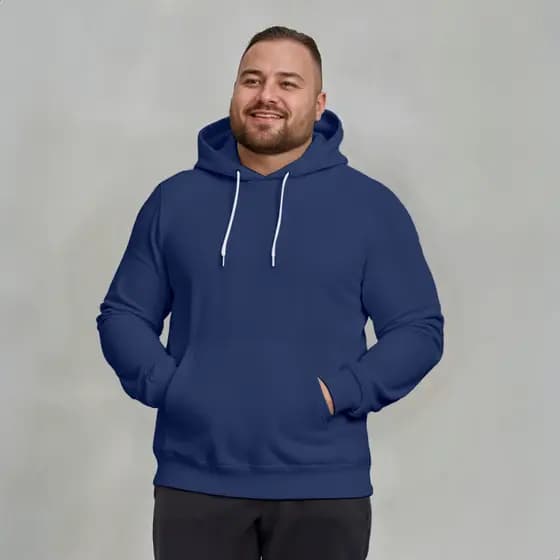 Moletom Blusa Plus Size Masculina Liso Com Capuz