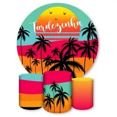 Kit Painel Redondo + Capas de Cilindro Sublimados Para Festa Tema Tardezinha