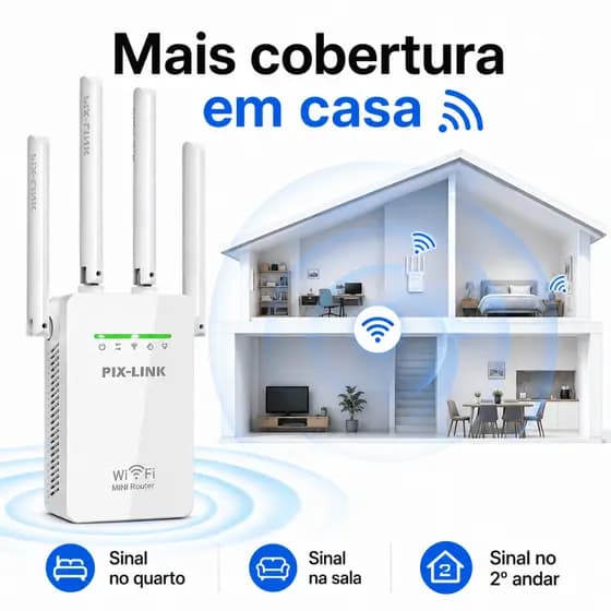 Amplificador de sinal wifi roteador wifi 4 Antenas Externas, Velocidade até 2800Mbps, Plug and Play Envio Imediato Gamer