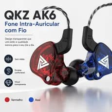 Fone de ouvido com microfone QKZ AK6 Profissional para Jogos - Grave Potente 10mm Impedância 16Ω, Resistente a Respingos