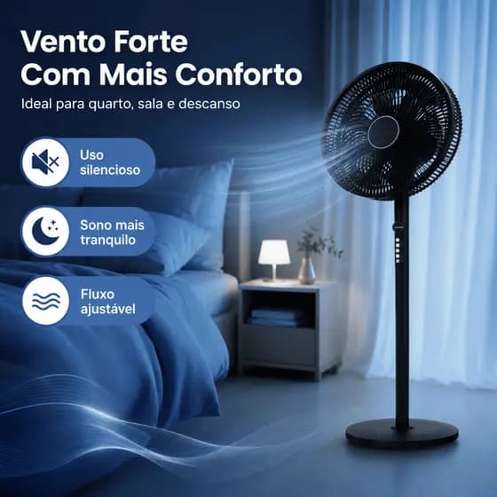Ventilador Oscilante 220V Com, 6 Níveis de Vento Forte Baixo Consumo para Loja e Apartamento
