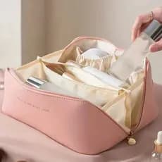 Necessaire Feminina Grande Impermeável para Maquiagem e Viagem com Alça