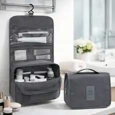 Necessaire Organizadora de Viagem Impermeável com Gancho para Pendurar, Bolsa de Maquiagem e Cosméticos com Zíper