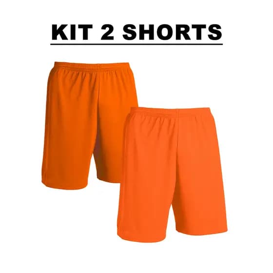 Kit 2 Bermudas Laranja ou Branco Shorts Calção Presídio Penitenciária em Poliéster - Liso