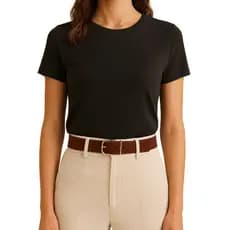 Cinto Feminino Couro Legítimo Camurça Gianduia 3cm de Largura Fivela Retangular Dourada Moda