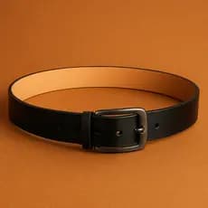 Cinto de Couro Masculino Legítimo Preto 3cm de Largura com Fivela Quadrada Fumê Cinto Masculino