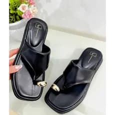 Sandália Feminina chinelo papete com detalhe dourado Palmilha confort Leve