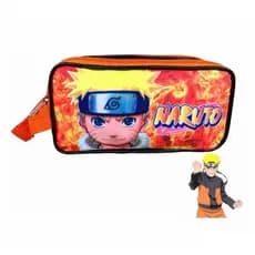 Estojo Escolar Grande Naruto 2 Divisorias Infantil Compartimento Duplo
