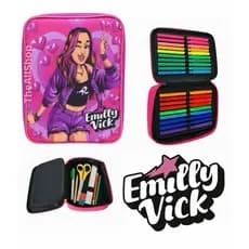 Estojo Box Grande Emilly Vick 24 Organizador Lápis Caneta Escolar Infantil